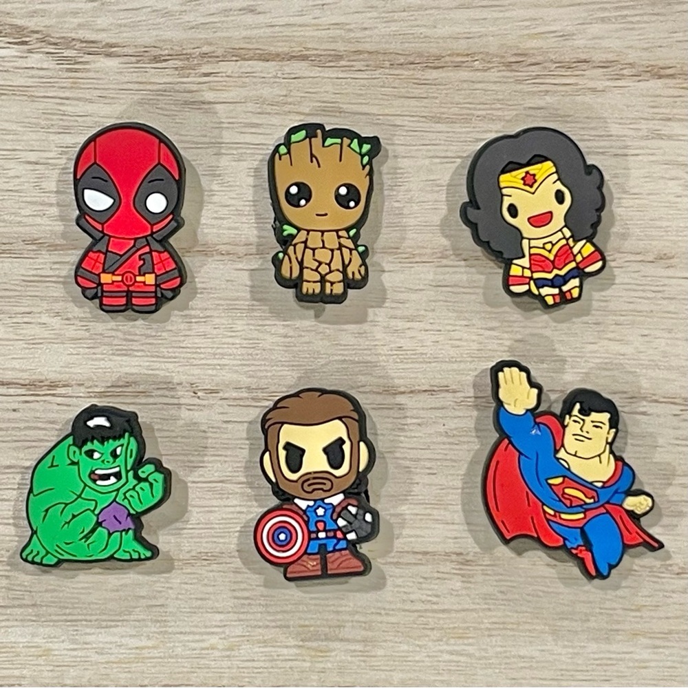 Superhero Shoe Charms Set of 6